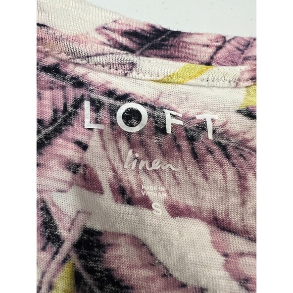 LOFT Linen Purple White Yellow Tropical Hawaiian Print Tank Top - Women's S - Picture 3 of 8